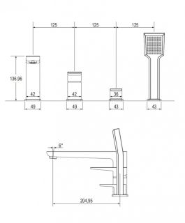 Смеситель на борт ванны Omnires Parma хром PM7432CR