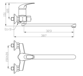 Смеситель для ванны/душа Agger Move A0621100 с душевым набором