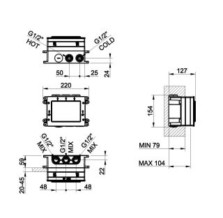 Скрытая часть термостатического смесителя Gessi HI-FI Comfort 63001.031