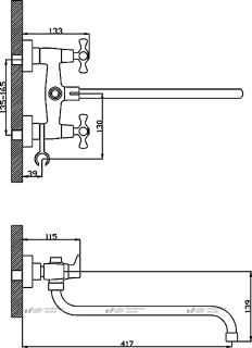 Смеситель для ванны и душа Rossinka H02-84 Хром