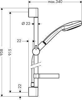 Душевой гарнитур Hansgrohe Croma 100 Vario/Unica’C Shower Set 27771000 штанга 900 мм