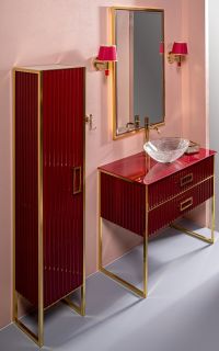 Тумба под раковину Armadi Art Monaco 100см бордо/золото 867-100-RG