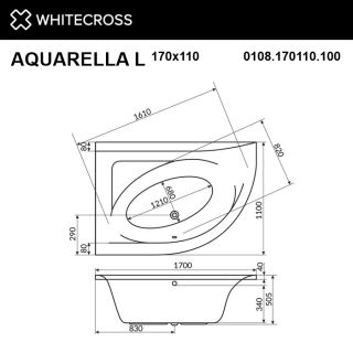 Гидромассажная ванна WHITECROSS Aquarella 0108.170110.100.SOFT.CR левая 170x110 см Soft хром