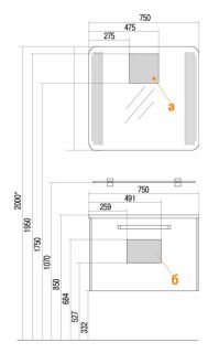 Полка стеклянная Акватон Валенсия 75см 1A124903VA010