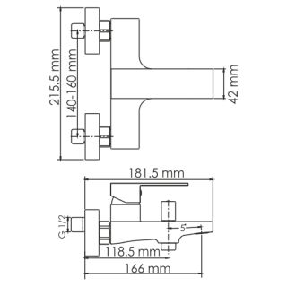 WasserKRAFT Abens 2001 Смеситель для ванны с коротким изливом