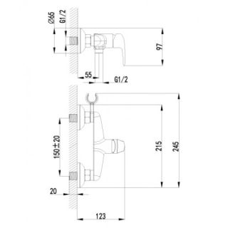Смеситель гигиенический душ Lemark Pramen (LM3318B)
