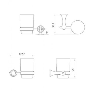 Стакан керамический для зубных щеток с настенным держателем Lemark Standard (LM2136C)
