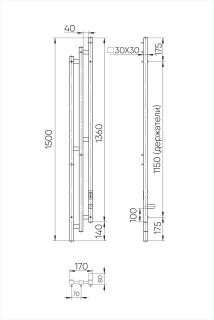 Полотенцесушитель электрический Indigo Sky PRO LSKPRE150-17Rt 150x17 см хром