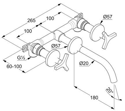 Встраиваемый смеситель для раковины Kludi Nova Fonte Deco хром 201440539