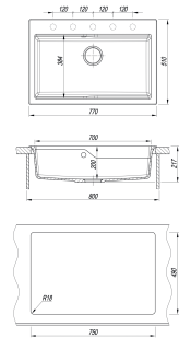 Кухонная мойка Florentina Ромия 770 бежевый