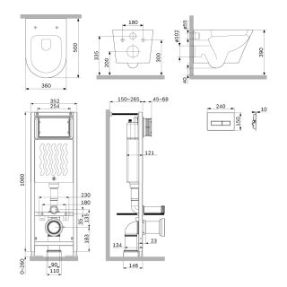 Инсталляция Am.Pm ErgoFit с подвесным унитазом Aquaspin и клавишей IS110351.851900
