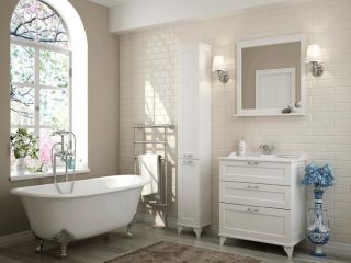 Тумба под раковину Акватон Леон H 80см дуб белый 1A187801LBPS0