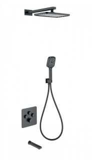 Душевой комплект Wonzon & Woghand WW-B4005-MB с термостатом чёрный матовый