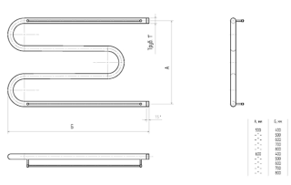 Водяной полотенцесушитель Тругор М1 с креплениями и полкой 50x50см хром М1/5050Пs