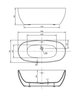 Акриловая ванна Vincea VBT-405-1600 160 x 78см