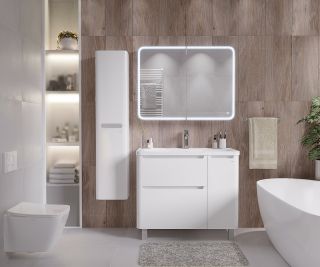 Шкаф-зеркало с подсветкой Onika Эльбрус 209004 правый 90см белый