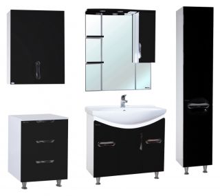 Зеркало-шкаф с подсветкой Bellezza Лагуна 75см правый чёрный 00000001113