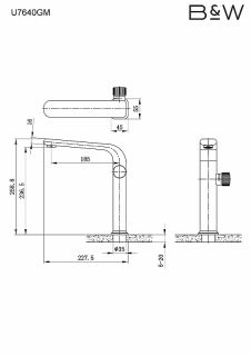 Смеситель для раковины Black&White Universe 7640GM оружейная сталь