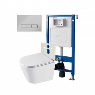 Комплект унитаза с инсталляцией Point Элемент PN48296C с сиденьем Микролифт