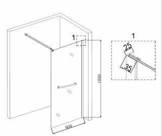 Душевая перегородка Niagara NG-641-90GOLD 90см золото/прозрачное