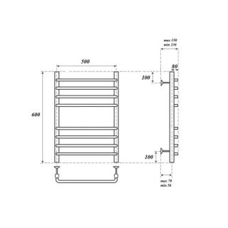 Полотенцесушитель электрический Point Нептун премиум PN09156SE 50x60см П8 хром