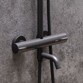 Душевая стойка Damixa Scandinavian Pure 936810300 с термостатом черная матовая