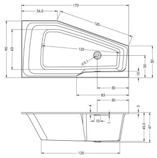 Акриловая ванна Riho Rethink Space Plug and Play B114005005 L 170х90см белый