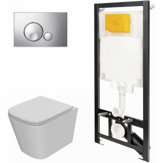 Комплект унитаза с инсталляцией Point Ника 886914GBOO+PN41081 с сиденьем Микролифт