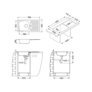 Кухонная мойка Alveus 1138029 Basic 150 Lei-90 New 78x43.5