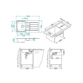 Кухонная мойка Alveus 1064281 Line 10 Nat-90 98x50