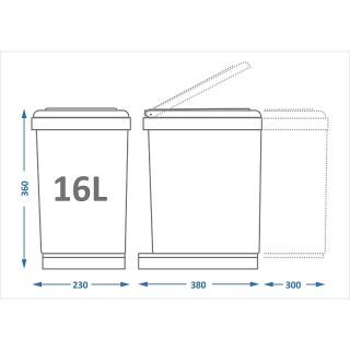 Система сортировки мусора Alveus ALBIO 1090334 20 1X21 L+0,5 L серый пластик