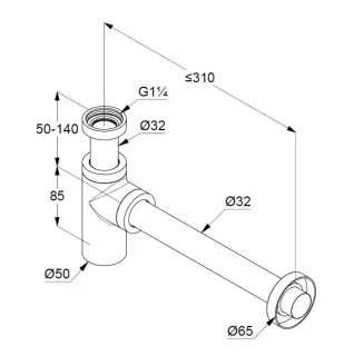 Сифон для раковины Kludi 10020N2-00 сталь оружейная брашированная