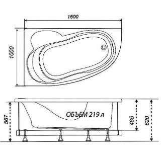 Акриловая ванна Triton Николь Щ0000048680 160x100 см R белый