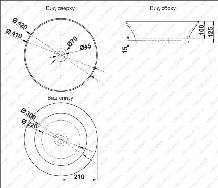 Накладная раковина Melana 78114-805 42см белый