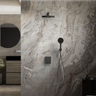 Душевой комплект Vincea Inspire VSFW-3I21T2MB встраиваемый, термостатический, двухрежимный, черный