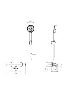 Смеситель для душа Wonzon & Woghand INN 6 WW-B2029-A-BGG с термостатом тёмный графит