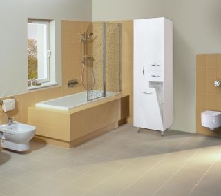 Пенал напольный Onika Модерн 405206 с бельевой корзиной левый 52см белый