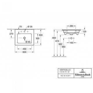 Раковина Villeroy Boch Venticello 41246001 50.5 x 60 см 