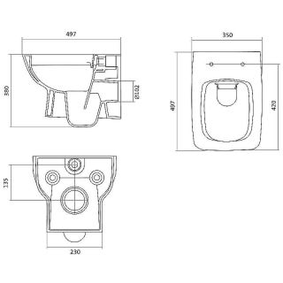 Комплект унитаза с инсталляцией Santek Нео 1WH501758 с сиденьем Микролифт и Белой клавишей смыва