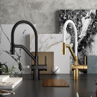 Смеситель для кухни Raglo R86.41.03 со съемным изливом на магните золотой сатин