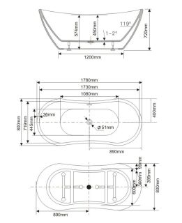 Акриловая ванна Swedbe Vita 8803 178x80см белый