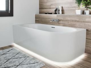 Акриловая ванна Riho Desire Corner Velvet Sparkle System LED Fall 184x84см R 180x84см с аэромассажем и подсветкой заполнение через перелив белый матовый