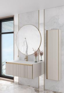 Пенал подвесной Armadi Art Quatro 791-CM-RIB-MG 35 см кашемир/золото матовое