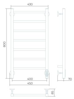 Электрический полотенцесушитель Larusso Феличия П7 40x80см чёрный матовый 4670078536679