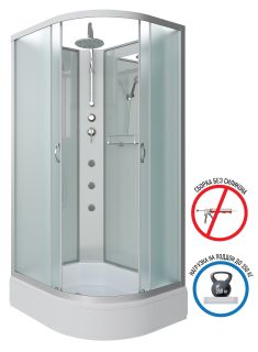 Душевая кабина Niagara NG-33974-14LBKTG с гидромассажем 90x70см серебро/матовое