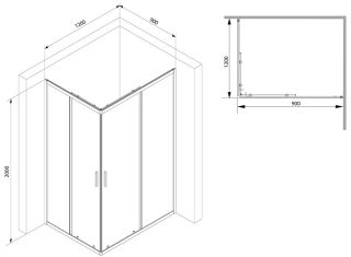 Душевой уголок Am.Pm Gem S 120x90см чёрный матовый W93G-404-120290-BT