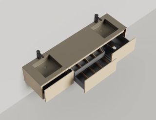 Подвесная тумба Salini Domino 27D120DIN 200см эмаль гладкий фасад для двух встраиваемых раковин
