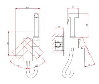 Гигиенический душ со смесителем DQ Bayern.Liszt DA1514506 серый графит