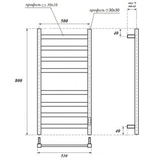 Полотенцесушитель электрический Point Меркурий П8 PN83858B 50 см сталь