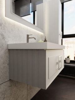 Тумба под раковину La Fenice Cubo FNC-01-CUB-C-90 Бежевая матовая 90 см